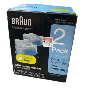 Braun Clean & Renew Refill Cartridges 2 Pack Lemon Fresh For Shavers